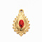 304 Stainless Steel Pendants, with White Stone, Teardrop, Dyed & Heated, Red, 22x14x5mm, Hole: 1.6mm