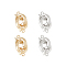 4Pcs 2 Colors Brass Double Fold Over Clasps, Ring, Mixed Color, 22mm, Hole: 1.6mm, 2pcs/color