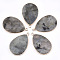 Natural Labradorite Pendants, with Brass Findings, teardrop, Golden, 39x25x3mm, Hole: 2mm