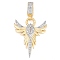 Brass Micro Pave Cubic Zirconia Pendants, Cadmium Free & Lead Free, Wing Charms, Real 18K Gold Plated, 31x25x2.5mm, Hole: 7.5mm
