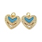Brass Micro Pave Cubic Zirconia with Synthetic Turquoise Pendants, with Jump Rings, Cadmium Free & Lead Free, Real 18K Gold Plated, Heart, 16x17x3mm, Hole: 3.5mm