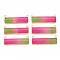 Natural Quartz Crystal Connector Charms, with Light Gold Plated Brass Loops, Dyed, Rectangle, Deep Pink, 16.5x43x6mm, Hole: 2mm