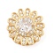 Brass Micro Pave Cubic Zirconia Slide Charms, Long-Lasting Plated, Flower, Golden, 13.5x7mm, Hole: 2x12mm