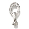 Brass Micro Pave Clear Cubic Zirconia Fold Over Clasps, Cadmium Free & Nickel Free & Lead Free, Oval, Platinum, 28mm