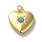 Rack Plating Brass Micro Pave Cubic Zirconia Pendants, Cadmium Free & Lead Free, Heart, Blue, 17x15.5x4mm, Hole: 3mm