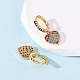 Серьги-кольца из латуни с микропаве и прозрачным кубическим цирконием в форме сердца EJEW-F384-09G-3