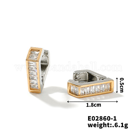 Серьги-кольца с геометрической инкрустацией медью и цирконом KD4595-3-1