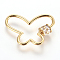 Brass Micro Pave Cubic Zirconia Screw Carabiner Lock Charms, for Necklaces Making, Butterfly, Clear, Golden, 25x34.5x2~5.5mm