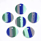 Resin Pendants, Flat Round, Stripe Pattern, Green, 15x1~1.5mm, Hole: 1.8mm