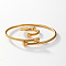 201 Stainless Steel Cuff Bangle & Open Ring, Jewelry Set, Real 18K Gold Plated, No Size