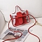 PU Leather Crossbody Bags, Transparent Women Handbags, Red, 13x18x6cm