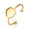 304 Stainless Steel Flat Round Pad Ring Setting, Open Cuff Ring Components, Ion Plating(IP), Real 18K Gold Plated, Tray: 8mm, 1.5mm, Adjustable