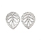 Brass Charms, Cadmium Free & Nickel Free & Lead Free, Hollow Leaf Charm, Real Platinum Plated, 14x11x1mm, Hole: 1mm