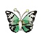 Butterfly Transparent Resin Brooch, Alloy Rhinestone Insect Brooch, Platinum, Light Sea Green, 36x47mm