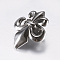 316 Surgical Stainless Steel Slide Charms/Slider Beads, For Leather Cord Bracelets Making, Fleur De Lis, Antique Silver, 23x19x2~9.5mm, Hole: 5mm
