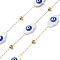 Ion Plating(IP) 304 Stainless Steel Link Chains, with Shell & Enamel & Spool, Soldered, Real 18K Gold Plated, 2x0.7x0.2mm, Palm: 12x8.5x3.5mm, about 32.81 Feet(10m)/Roll
