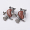 Synthetic Goldstone Pendants, with Alloy Finding, Owl, Antique Silver, 46.5x35.5x11.5mm, Hole: 6x8.5mm
