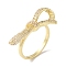Bowknot Brass Micro Pave Clear Cubic Zirconia Finger Rings for Women, Real 18K Gold Plated, Bowknot: 11.5x29mm, Inner Diameter: 17mm