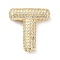 Rack Plating Brass Micro Pave Cubic Zirconia Pendants, Real 18K Gold Plated, Lead Free & Cadmium Free, Letter, Letter T, 22.5x21x6.5mm, Hole: 4x2.5mm