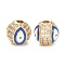 Brass Micro Pave Cubic Zirconia Beads, with Enamel,  Long-Lasting Plated, Flat Round with Evil Eye, Real 18K Gold Plated, Blue, 8mm, Hole: 2mm