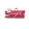 Alloy Enamel Pendants, Rectangle with Word Cowgirl Charm, Golden, Cerise, 11.5x22.5x2mm, Hole: 1.6mm