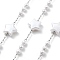 Handmade 304 Stainless Steel Chains, with ABS Imitation Pearl, Soldered, Star, with Spool, Stainless Steel Color, 9.5x9.5x3.5mm, about 16.40 Feet(5m)/Roll