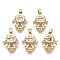 Brass Micro Pave Clear Cubic Zirconia Pendants, with Brass Snap on Bails, Nickel Free, Girl, Real 18K Gold Plated, 17.5x14x5mm, Hole: 3x4.5mm