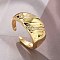 Brass Micro Pave Clear Cubic Zirconia Cuff Finger Rings, Cadmium Free & Lead Free, Real 18K Gold Plated, 11mm, Inner Diameter: Adjustable