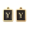 304 Stainless Steel Pendants, with Enamel, Rectangle with Letter Charm, Golden, Letter Y, 17.5x12x1.5mm, Hole: 1.5mm