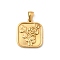 304 Stainless Steel Pendants, Ion Plating(IP), Square with Flower Charm, Real 18K Gold Plated, 20.5x17.5x2mm, Hole: 5x2.5mm