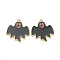 Alloy Enamel Pendants, Jewelry Accessory, Light Gold, Halloween Theme, Ghost Shape, Black, 28x25x1.5mm, Hole: 2mm
