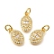 Brass Micro Pave Cubic Zirconia Pendants, Oval Charms, Rack Plating, Lasting Plated, Cadmium Free & Lead Free, with Jump Ring, Real 18K Gold Plated, 12.5x8x2.5mm, Hole: 3mm