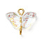 Electroplate Transparent Glass Links Connectors, AB Color Plated, with Golden Brass Findings, Butterfly, Clear AB, 13x15x4.5mm, Hole: 1.8mm and 3.2mm