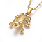 304 Stainless Steel Pendant Necklaces, with Cable Chains and Lobster Claw Clasps, Frog, Golden, 17.6 inch(44.8cm), 1.5mm