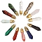12Pcs 12 Style Bullet Natural Mixed Gemstone Pointed Pendants, with Golden Tone Brass Findings, 33~40x8~10mm, Hole: 3x2mm, 1pc/style
