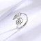 Fashionable Brass Cubic Zirconia Cuff Rings, Open Rings for Women, Footprint & Wing, Platinum, US Size 10(19.8mm)