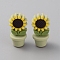 Sunflower Flowerpot Food Grade Eco-Friendly Silicone Beads, Dark Sea Green, 30x15x14mm, Hole: 2mm