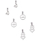 304 Stainless Steel Pendants, Heart with Heart/Flat Round/Heart, Stainless Steel Color, 14~18x10~13x1.5~3mm, Hole: 6x3mm, 18pcs/box