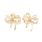 Brass Micro Pave Cubic Zirconia Pendants, Cadmium Free & Nickel Free & Lead Free, Real 18K Gold Plated, Bowknot, Real 18K Gold Plated, Clear, 16x15x4mm, Hole: 5x3mm