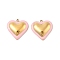 304 Stainless Steel Enamel Pendants, Heart Charms, Real 18K Gold Plated, PVD Vacuum Plating, Misty Rose, 18x18.5x4mm, Hole: 1.5mm