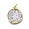 Brass Saint Benedict Medal Pendants, with Jump Rings, Cadmium Free & Lead Free, Real 16K Gold Plated & Platinum, Flat Round with Jesus, 17x15x2mm