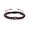Natural Tiger Eye Round Braided Bead Bracelets for Women Men, with Alloy Lantern Beads
