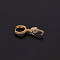 Brass Micro Pave Clear Cubic Zirconia Hoop Earrings, Golden, Sea Horse, 8mm