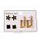 304 Stainless Steel Stud & Hoop Earrring Set for Women, with Enamel, Flower & Rectangle & Square, Golden, 9.5x10mm