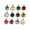 12Pcs 304 Stainless Steel with Cubic Zirconia Charms, Flat Round, Birthstone Charms, Golden, Mixed Color, 7x4.5x3.5mm, Hole: 1mm