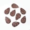 PU Leather Big Pendants, teardrop, Leopard Print Pattern, Colorful, 56x36x1.8mm, Hole: 2mm