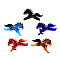 Handmade Lampwork Big Pendants, Horse, Mixed Color, 32~34x50~53x10~12mm, Hole: 3.5~4x4~5mm