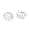 Flower Brass Micro Pave Clear Cubic Zirconia Bead Caps, Long-Lasting Plated, Silver, 14.5x14x6mm, Hole: 2.6mm