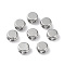 Brass Beads, with Rubber Inside, Slider Beads, Long-Lasting Plated, Flat Round, Platinum, 5.5x9x9mm, Hole: 1.6mm