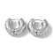 Texture Rings Brass Hoop Earrings for Women, Real Platinum Plated, 22x8mm